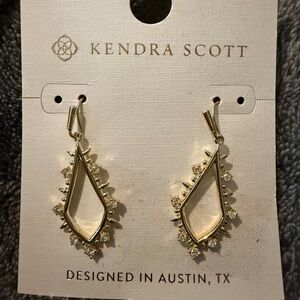 Kendra Scott Gold and Crystal Drop Earrings (NWT)